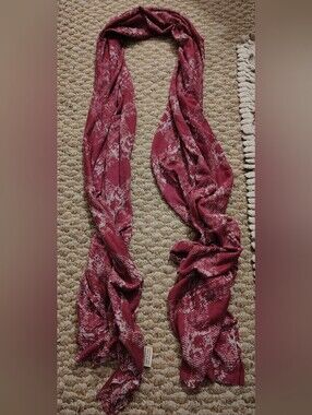 Women's Burgundy Patterned Scarf - Lightweight Fashion Accessory